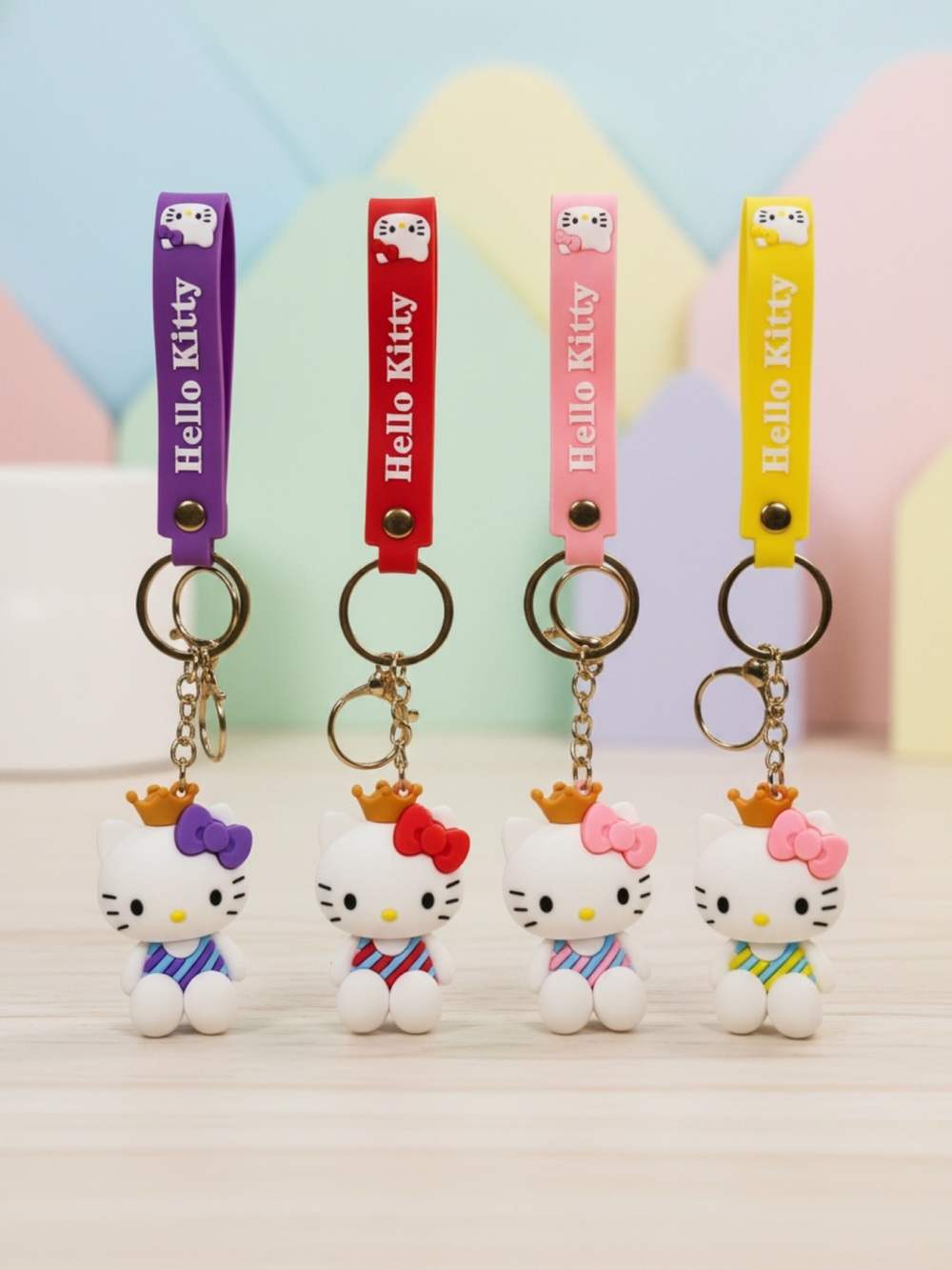 Hello Kitty Wristlet Keychain Set | Kawaii Silicone Strap Charm Bundle